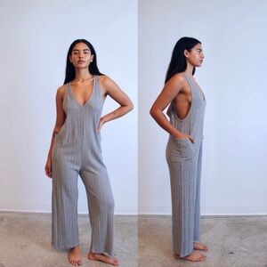 The B.O.D Heather Gray Rib Knit Jumpsuit Sz S